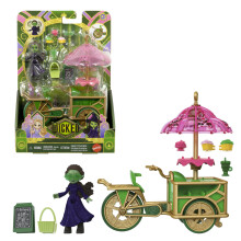 Mattel Universal Pictures Wicked Emerald City Dessertwagen-Spielzeug mit Wagen und kleiner Elphaba-Puppe und 7 Zubehrteilen, inspiriert vom Film