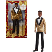 Barbie Signature 2025 Poupe Ken collectionner avec cheveux chtain fonc et tenue complte avec veste dore dans un emballage prsentable et u