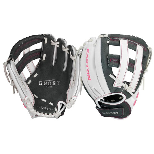 Easton | GHOST FLEX Jugend-Softballhandschuh | Rechter Wurf | 10"""" | Grau/Wei/Rosa