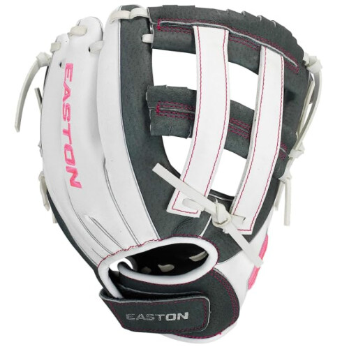 Easton | GHOST FLEX Jugend-Softballhandschuh | Rechter Wurf | 10"""" | Grau/Wei/Rosa 2