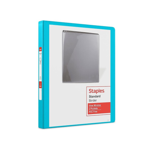 Staples Staples 1/2" 3-Ring View Binder, D-Ring Teal (26429-CC)