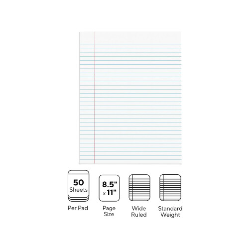 Staples Blocchi note Staples 8.5 x 11 pollici bianchi, 50 fg./pad, 12 pad/pack 2
