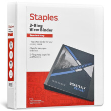 Staples 3-Ring Binder, 1.5 Inch D-Ring Organizer voor Thuis, Kantoor, School, Tot 350 Bladen, Wit