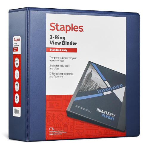 Staples Staples 82640 Standaard 3-Inch 3-Ring View Binder Blauw (26451-CC)