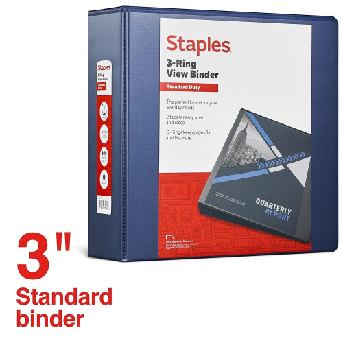 Staples Staples 82640 Standaard 3-Inch 3-Ring View Binder Blauw (26451-CC) 1