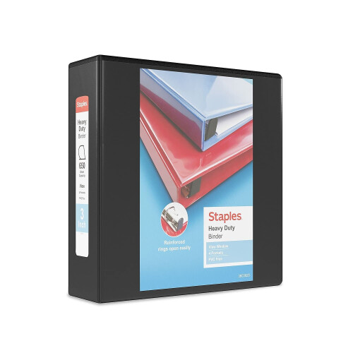 Staples 3" Staples Zware View Binder met D-ringen (Zwart)