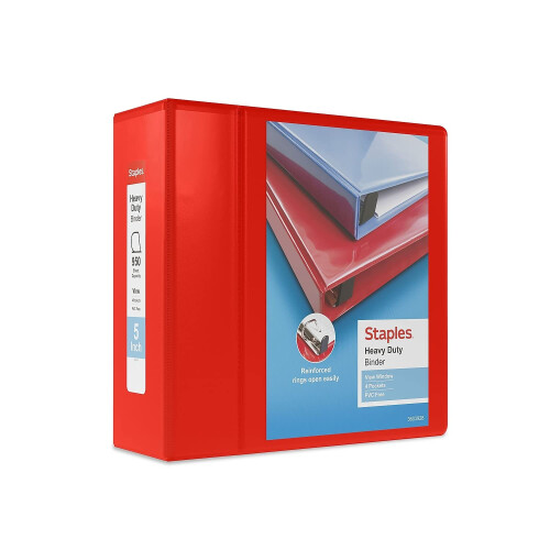 Staples Staples 82658 Zware 5-Inch 3-Ring Binder Rood (24702)