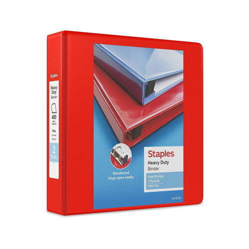 Staples Staples 976062 Zware 2-Inch D 3-Ring View Binder Rood (26348)