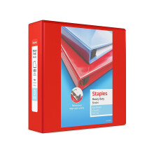 Staples 976064 3-Inch Heavy-Duty Ringmappen met D-Ringen Rood