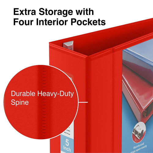 Staples Staples 82658 Zware 5-Inch 3-Ring Binder Rood (24702) 2
