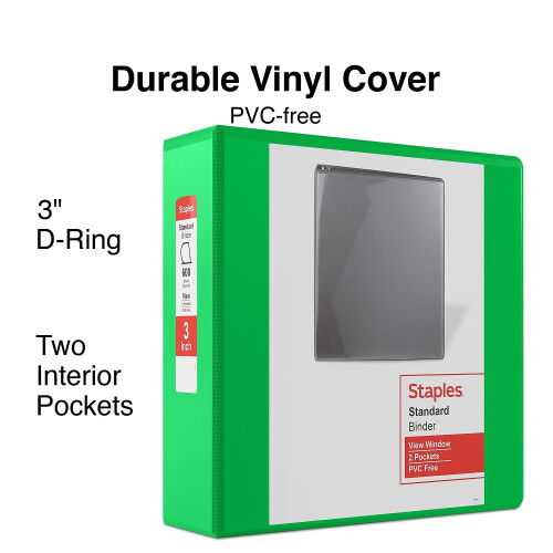 Staples H?fteklammer 110080 Standard 3-tommer D-ringbind gr?n (26354) 1