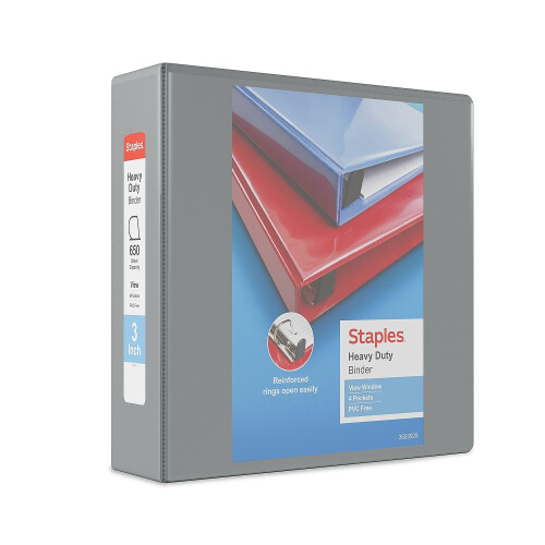 Staples Staples 976043 Kraft 3-Inch D-Ring Vyse Ringmapp Grå (26368)