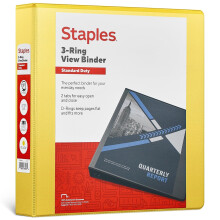Staples Standaard 1.5 3-Ring View Binder, Geel