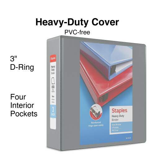 Staples Staples 976043 Kraft 3-Inch D-Ring Vyse Ringmapp Grå (26368) 1