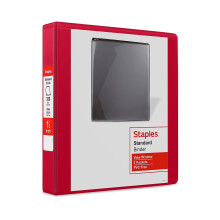 Zszywki standardowy 1,5-calowy segregator z 3 pierscieniami, czerwony (58652)