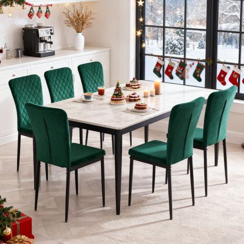 AINPECCA (Green, 6) Velvet Dinning Chair High Back Office
