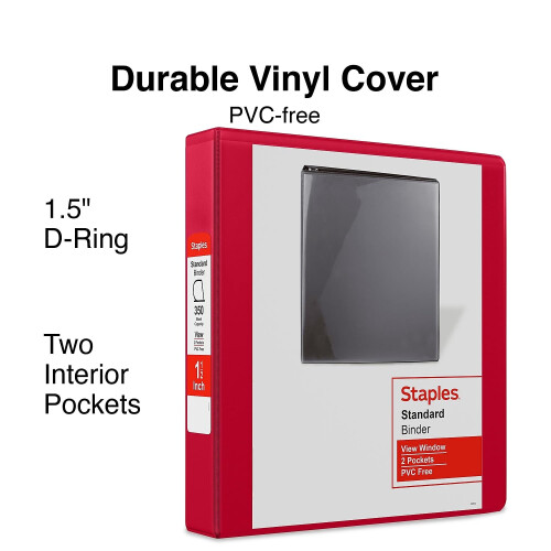 Staples Staples Standard 1,5-tums 3-Ring View Prm Rd (58652) 1