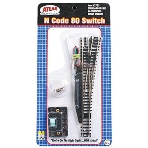 N Code 80 Verchroomd #6 Remote Switch Rechts Atlas Treinen