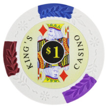 Brybelly Kings Casino Premium Poker Chip 14-grams tungvikts lerkomposit - frpackning om 50 ($1 vit)