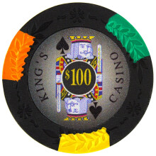 Brybelly Kings Casino Premium Poker Chip 14-grams tungvikts lerkomposit - Paket om 50 ($100 svart)
