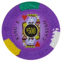 Brybelly Kings Casino Premium Poker Chip 14-grams tungvikts lerkomposit - Paket om 50 ($500 lila)
