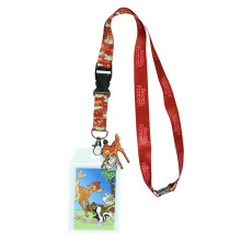Cordσn Disney Bambi Besties Forever con soporte para tarjeta de identificaciσn transparente y dije de goma de Bambi y Thumper de 2 pulgadas