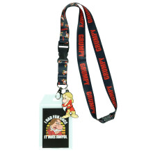 Disney Blanche-Neige Grumpy This is My Happy Face Cordon avec porte-badge d'identification transparent et breloque grincheuse en caoutchouc de 6,
