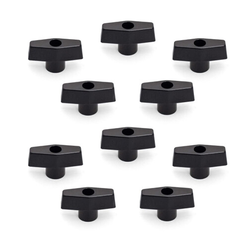POWERTEC 1/4"-20 T Knobs 10 Pack, Klämknoppar med Stålinsats för T Spår