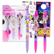 Ensemble de stylos Minnie Mouse Lot de 3 stylos bille Minnie et Daisy pour enfants et autocollants plus | Fournitures scolaires Minnie Mouse