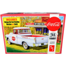 AMT Skill 3 Model Kit 1955 Chevrolet Cameo Pickup Truck \Coca-Cola\" with Vintage Vending Machine and Dolly 1/25 Scale Model by AMT"