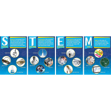 Barker Creek Poster Set di 4 STEM 4 Poster Set che definiscono e illustrano 4 componenti di STEM Scienza Tecnologia Ingegneria Matematica Cartonc