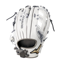 Mizuno Prime Elite Pitcher/Outfield Fastpitch Gant de softball 12,5"""" | GANTS DE FIELDERS Fastpitch | RH Blanc-Gris