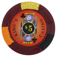 Brybelly Kings Casino Premium Pokerchip, 14-Gramm-Schwergewichts-Ton-Verbundwerkstoff  50er-Pack (5 $ Rot)