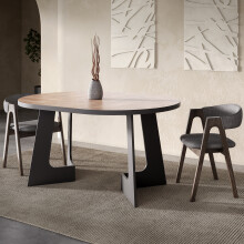 Furneo Belagio Oak Halifax effect, Round Extending Dining Table, 110cm - 160cm