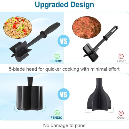 Meat Chopper Heat Resistant Masher Non-Stick Multi-Function Hamburger Chopper For Ground Beef Potatoes Kitchen Gadget 1