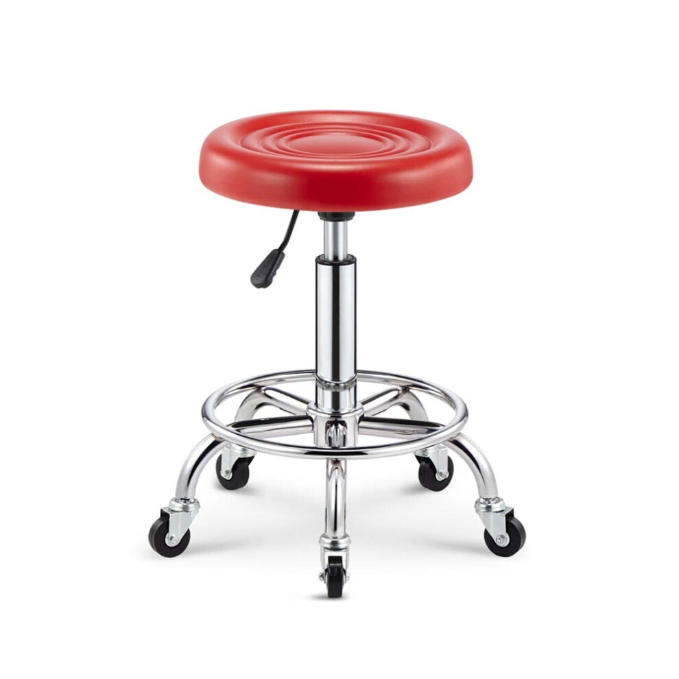 Simple Bar Chair Metal Frame PU Seat Round Adjustable Height 47-61 cm Five Casters Color C-image-OPC-PMCPCFB-NEW