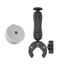 Outdoor Satellite Dish Mounting Clamp With 1/4-Inch Thread Interfaces And Rust-Resistant Construction
