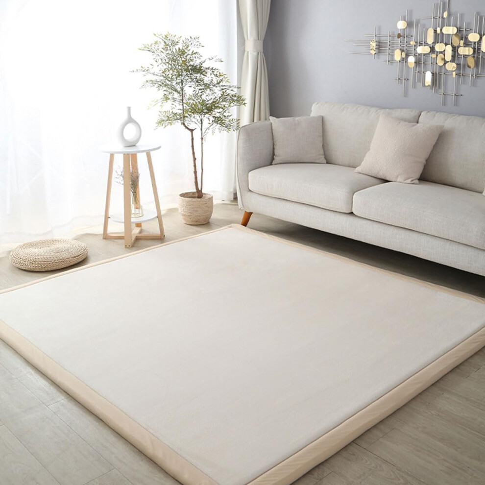 Crawling Mat For Baby Non Slip Nursery Rug Coral Velvet Area Rug 2Cm Thick Off 120X150cm White