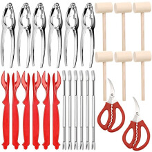 Seafood Tools 26-Piece Set Crab Crackers Seafood Scissors Lobster Sheller Shellfish Forks Nutcracker Set