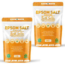 (Sunshine Pack of 2) Epsom Bath Salts 1kg Pure Natural Magnesium Sulphate