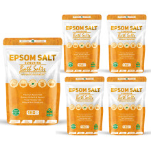 (Sunshine Pack of 5) Epsom Bath Salts 1kg Pure Natural Magnesium Sulphate