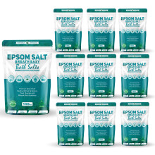 (Breath Easy Pack of 10) Epsom Bath Salts 1kg Pure Natural Magnesium Sulphate