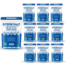 (Unscented Pack of 10) Epsom Bath Salts 1kg Pure Natural Magnesium Sulphate