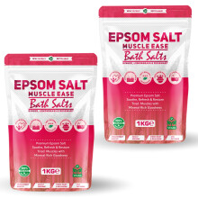 (Muscle Ease Pack of 2) Epsom Bath Salts 1kg Pure Natural Magnesium Sulphate