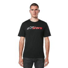T-shirt Alpinestars Homme Manches Courtes Coton Noir Blaze Rouge Logo