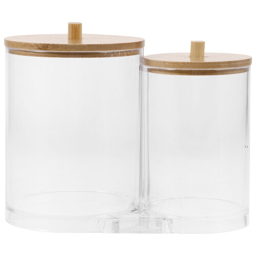 3Pcs Bastonetes Algodão Acrílico Transparente C/ Tampa 1