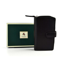 (Black) Ladies Medium Leather Purse/Wallet by Visconti; Heritage Collection Gift Boxed