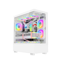 Gaming PC Tower: i7-3770, 16GB RAM, GT730 2GB, 256GB SSD + 1TB HDD, 500W 80+ PSU, White 9 Fan Glass RGB Case, WiFi, Windows 11