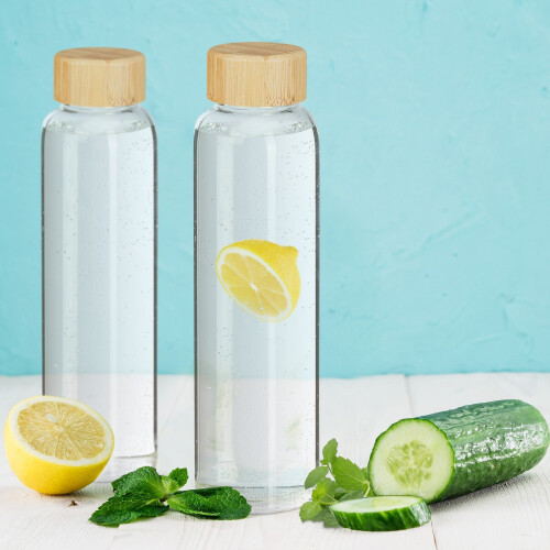 6x Getränkeflasche mit Bambusdeckel 500 ml 1