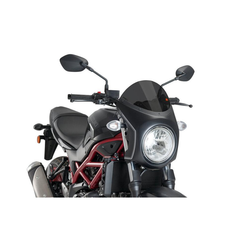 Puig Retro Semi Fairing And Screen Smoke - 195Mm For Suzuki Sv 650 (16-23) Black/Dark 8435529308542